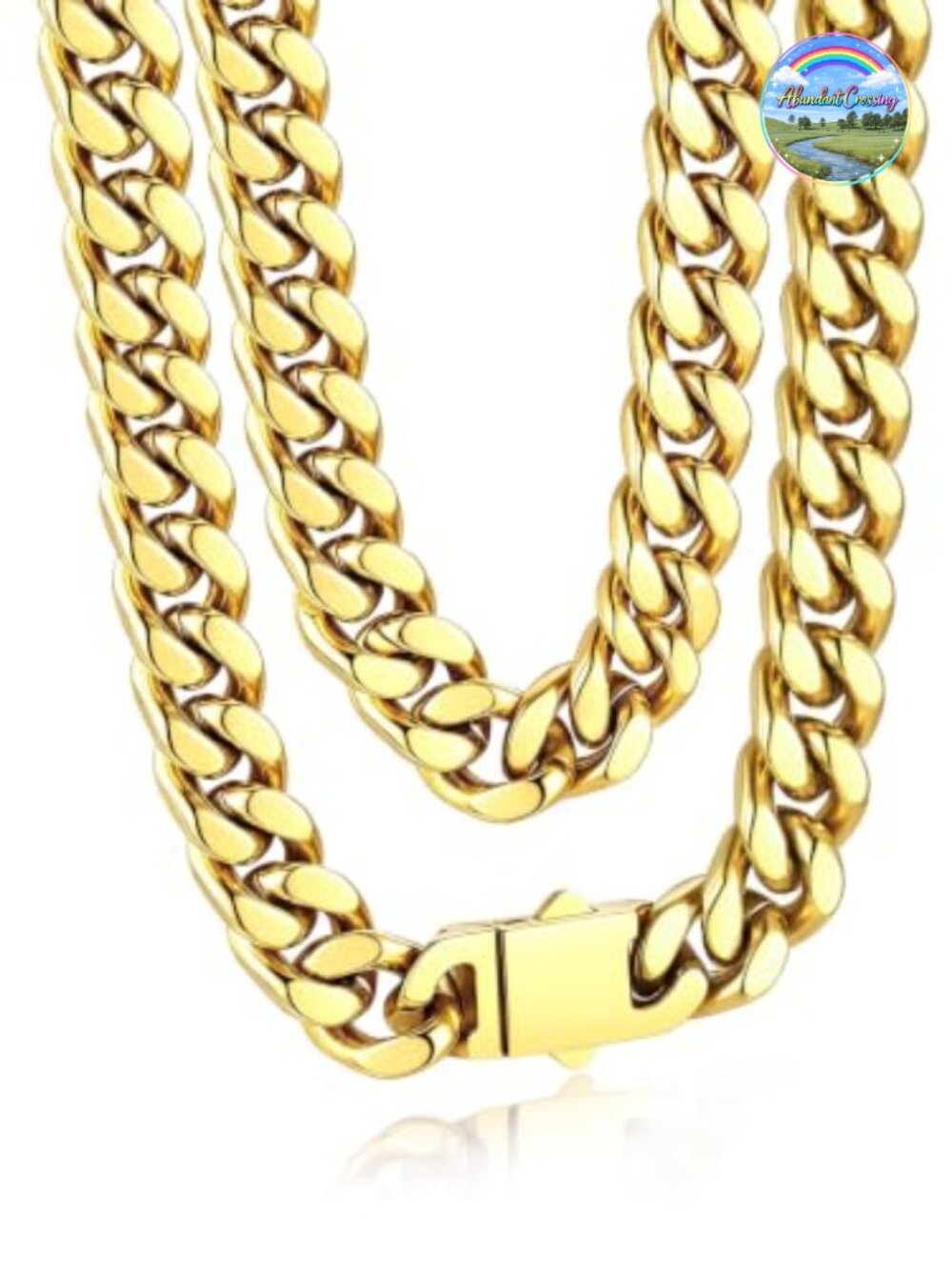 Men's 14K Gold Plated Stainless Steel Miami Cuban Link Chain Necklace 18"